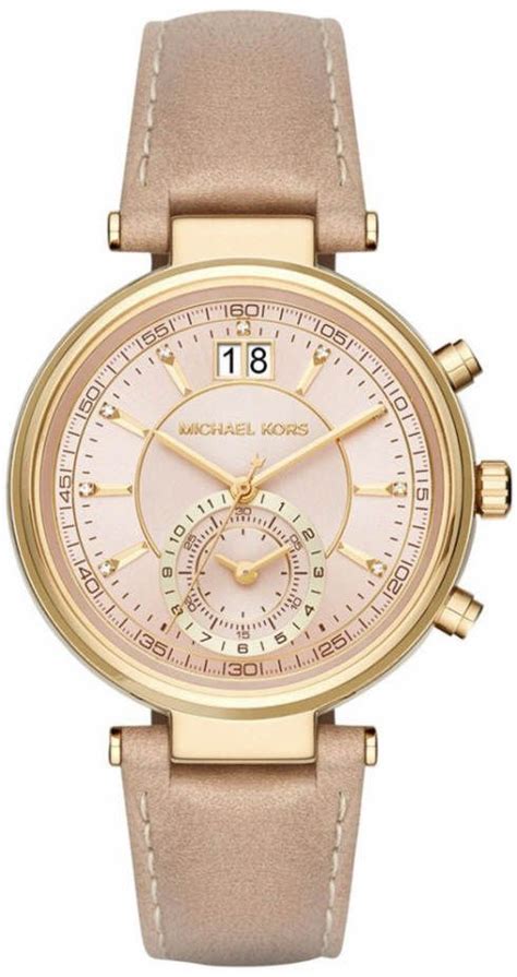 Michael Kors Women's Chronograph Sawyer Peanut Leather 